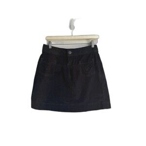 Athleta Women's Black Corduroy Cordorba  Mini Skirt Size 2 With Pockets Cotton